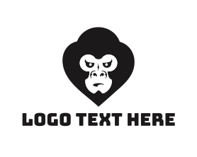 Hip Hop - Black & White Gorilla Face logo design
