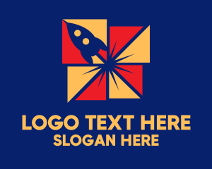 Space - Rocket Blast Launch logo design