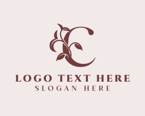 Red - Leaf Skincare Letter C logo design