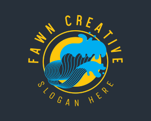 Ocean Wave Surfing Logo