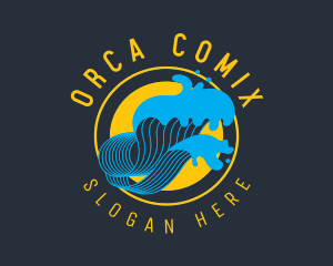 Ocean Wave Surfing Logo