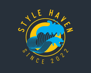 Hostel - Ocean Wave Surfing logo design