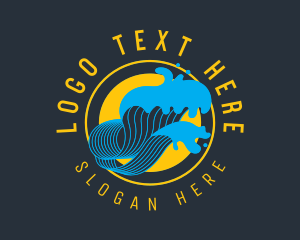 Ocean Wave Surfing Logo