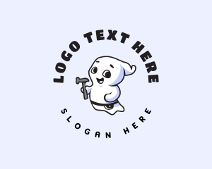 Spooky - Cute Carpenter Ghost logo design