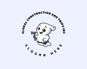 Hammer - Cute Carpenter Ghost logo design