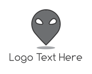 Gray - Alien Location Pin logo design