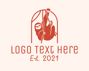 Wildlife Center - Hanging Sloth Jungle logo design