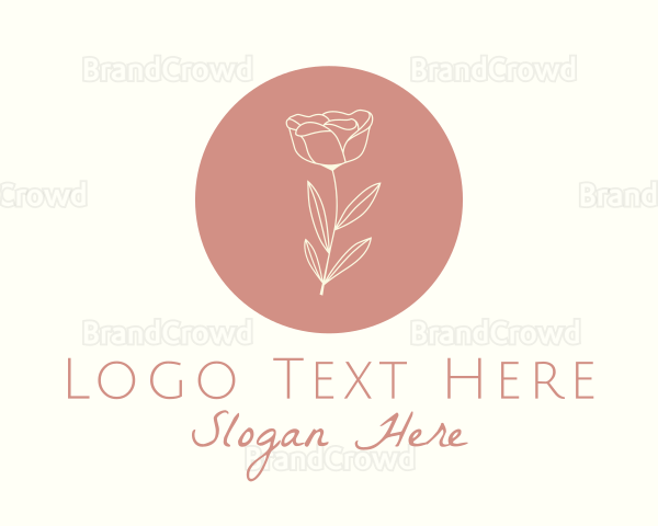 Peony Flower Plant Logo