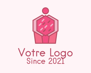 Snack - Delicious Pink Cupcake logo design