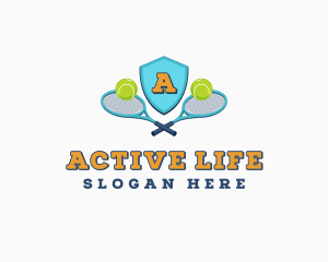 Sports Tennis Ball Racket logo design