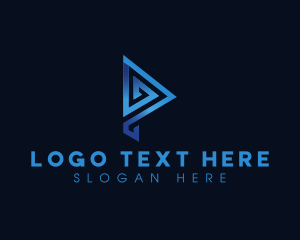 Triangle - Technology Software Advertising Letter P logo design