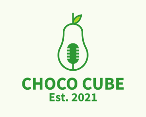 Music - Green Mic Avocado logo design