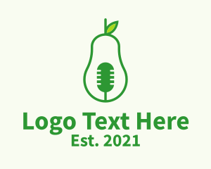 Singer - Green Mic Avocado logo design