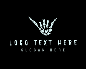 Skate - Skeleton Hand Sign logo design