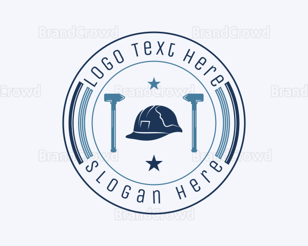 Hipster Construction Tools Badge Logo