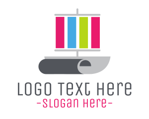Lithography - Print Sail Paper Ship logo design