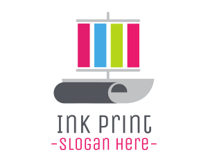 Print Sail Paper Ship logo design