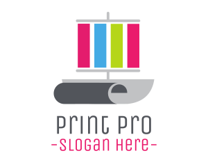 Printer - Print Sail Paper Ship logo design