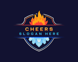 Temperature - Flame Ice HVAC logo design