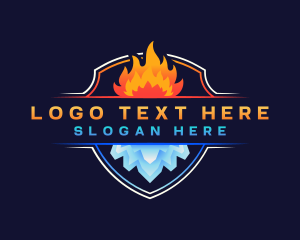 Hot - Flame Ice HVAC logo design