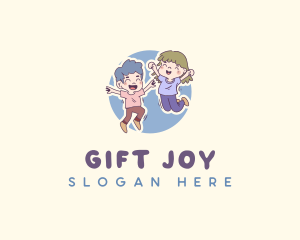 Children Playful Jumping logo design