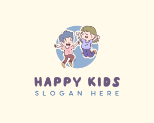 Children Playful Jumping logo design