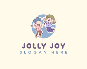 Children Playful Jumping logo design