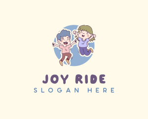 Children Playful Jumping logo design