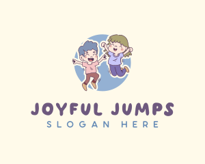 Children Playful Jumping logo design