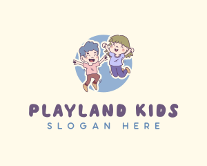 Children Playful Jumping logo design