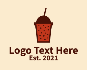 Iced Coffee - Boba Milk Tea logo design