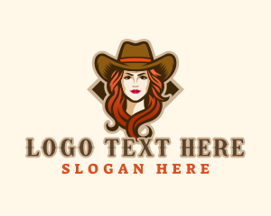 Ranch - Western Cowgirl Hat logo design