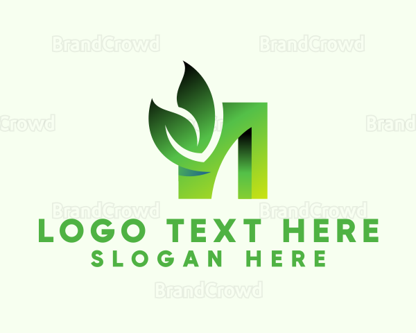 Green Organic Leaf Letter N Logo