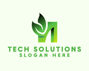 Herbal - Green Organic Leaf Letter N logo design