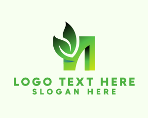 Veggie - Green Organic Leaf Letter N logo design