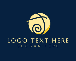 Whimsical - Quirky Circle Letter T logo design
