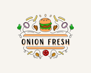 Onion - Burger Gourmet Cafeteria logo design