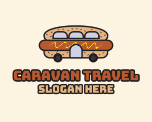 Caravan - Hot Dog Sandwich Bus logo design