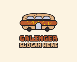 Lunch - Hot Dog Sandwich Bus logo design
