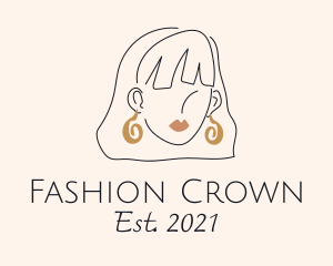  Woman Fashion Style Earrings logo design