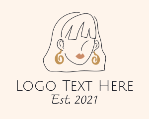 Girl - Woman Fashion Style Earrings logo design