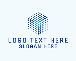 3d - Digital Cube Dots Technology logo design