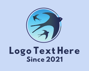 Round - Blue Flying Birds logo design