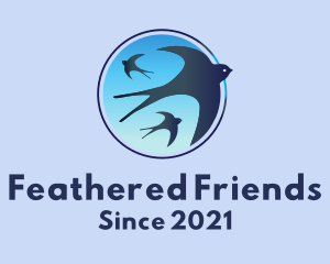 Birds - Blue Flying Birds logo design