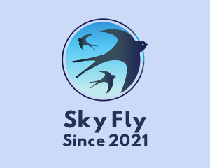 Blue Flying Birds  logo design