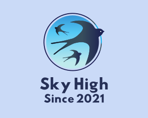 Blue Flying Birds  logo design