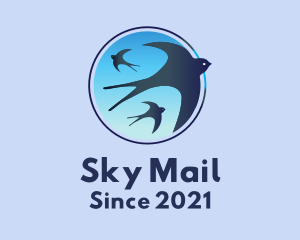 Blue Flying Birds  logo design