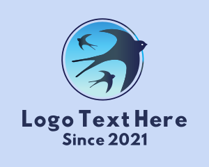 Bird - Blue Flying Birds logo design