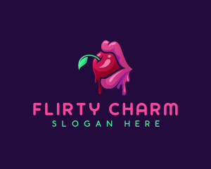 Flirt - Erotic Cherry Lips logo design