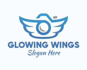 Gradient Blue Wings Camera logo design